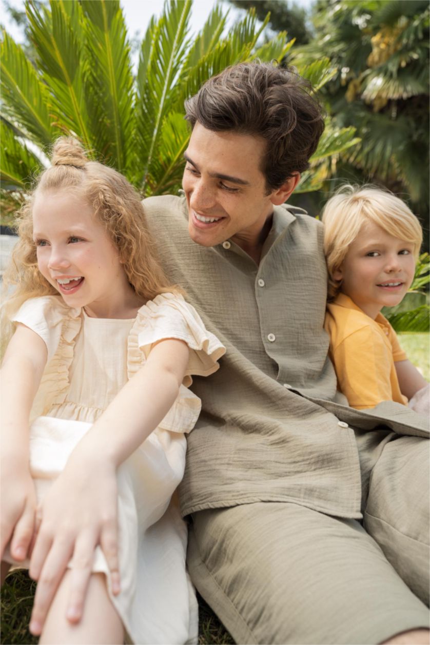 GIRLS & TEENS Ecru Girl Relax Fit Sleeveless Frill Detail Dress