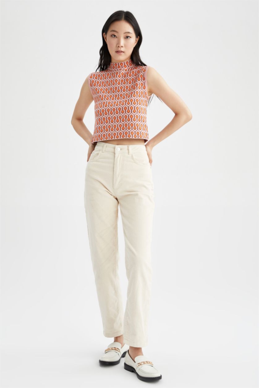 نساء وردي تي شيرت كروب بدون أكمام بقصة عادية بياقة مدورة