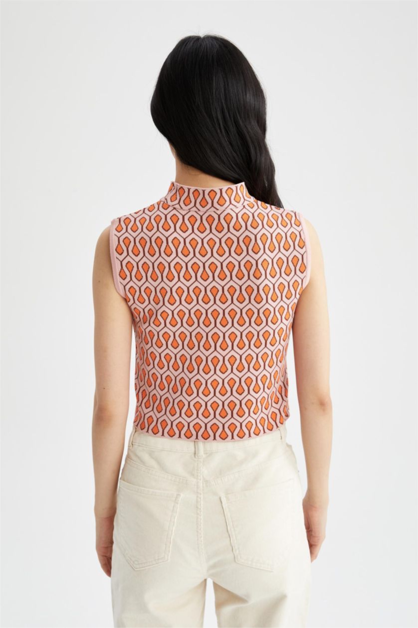 نساء وردي تي شيرت كروب بدون أكمام بقصة عادية بياقة مدورة