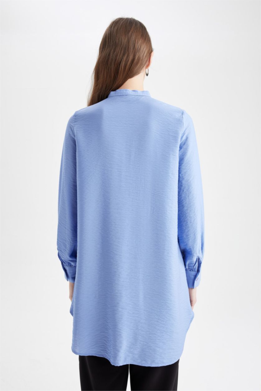 Woman Blue Relax Fit Long Sleeve Tunic