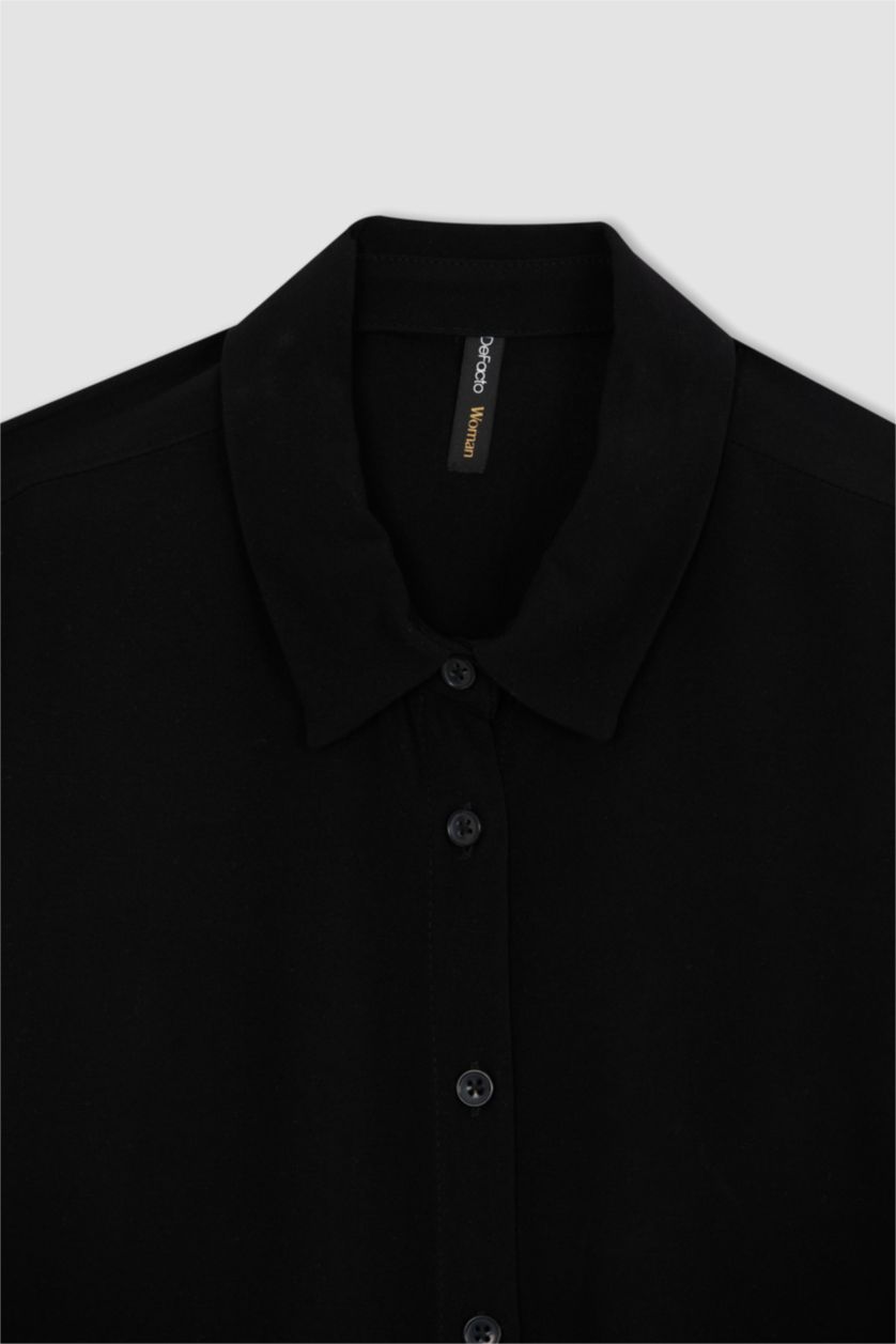 Kadın Siyah Regular Fıt Uzun Kollu Tunik