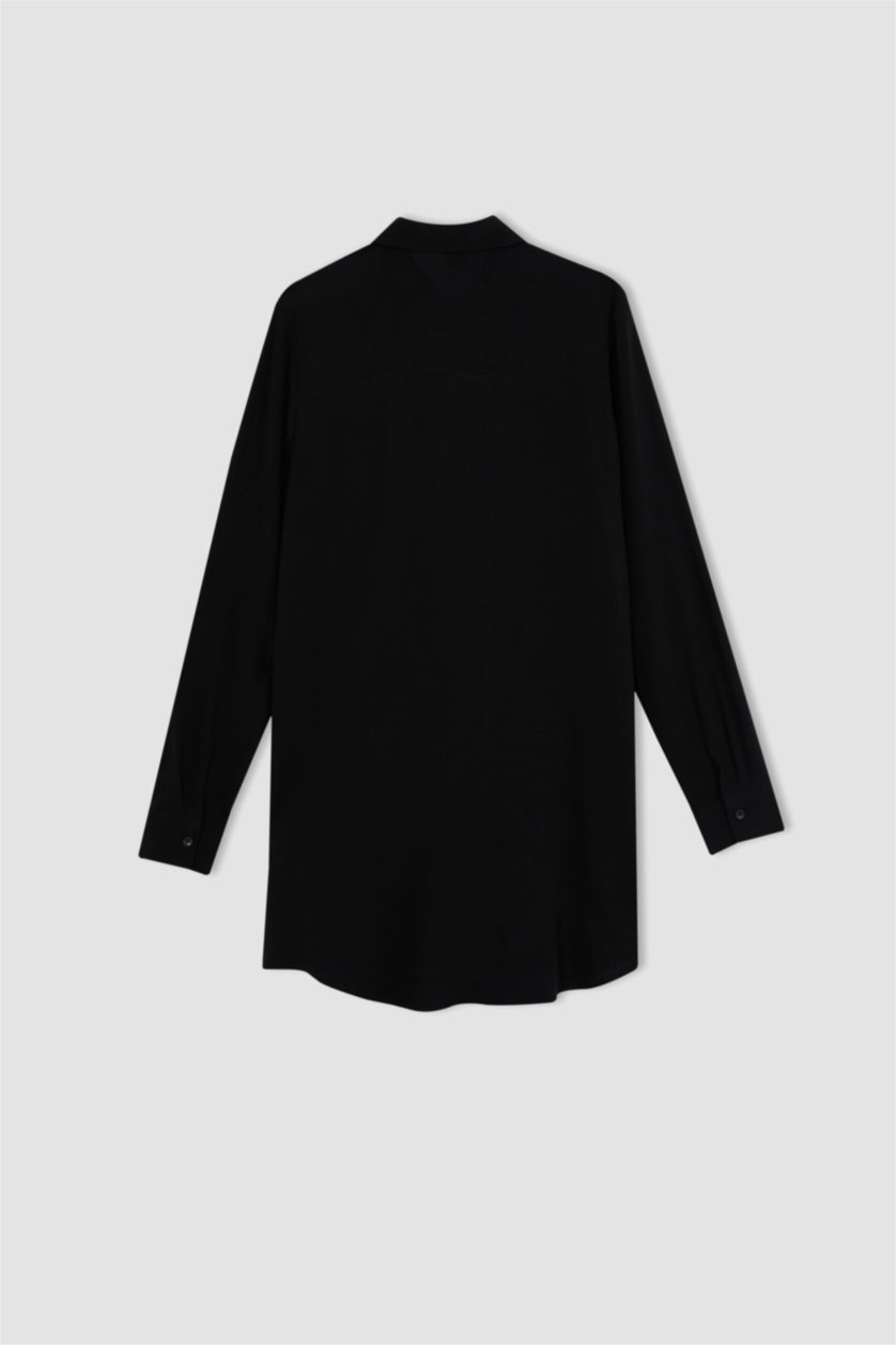 Kadın Siyah Regular Fıt Uzun Kollu Tunik