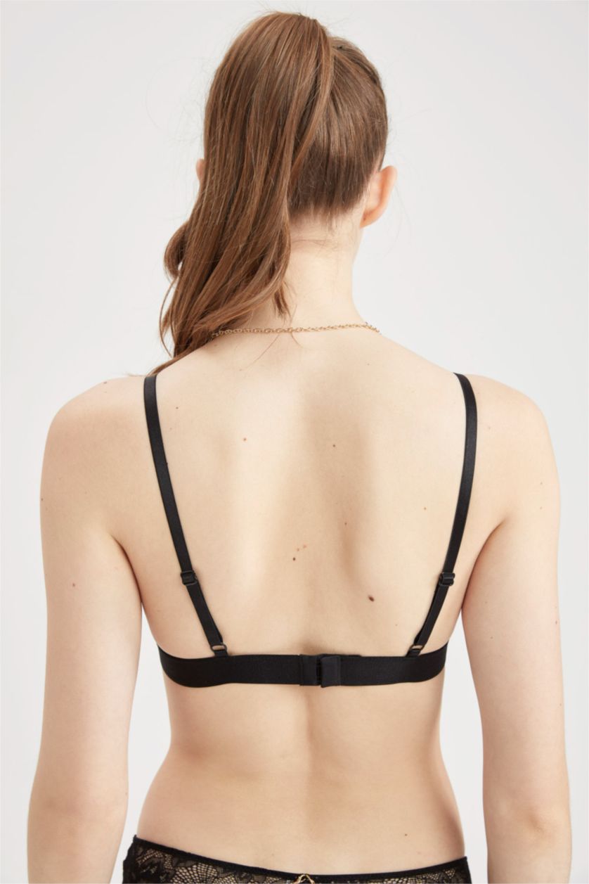 FEMME Noir Soutien-gorge sans coussinet orné de pierres et de dentelles Fall In Love
