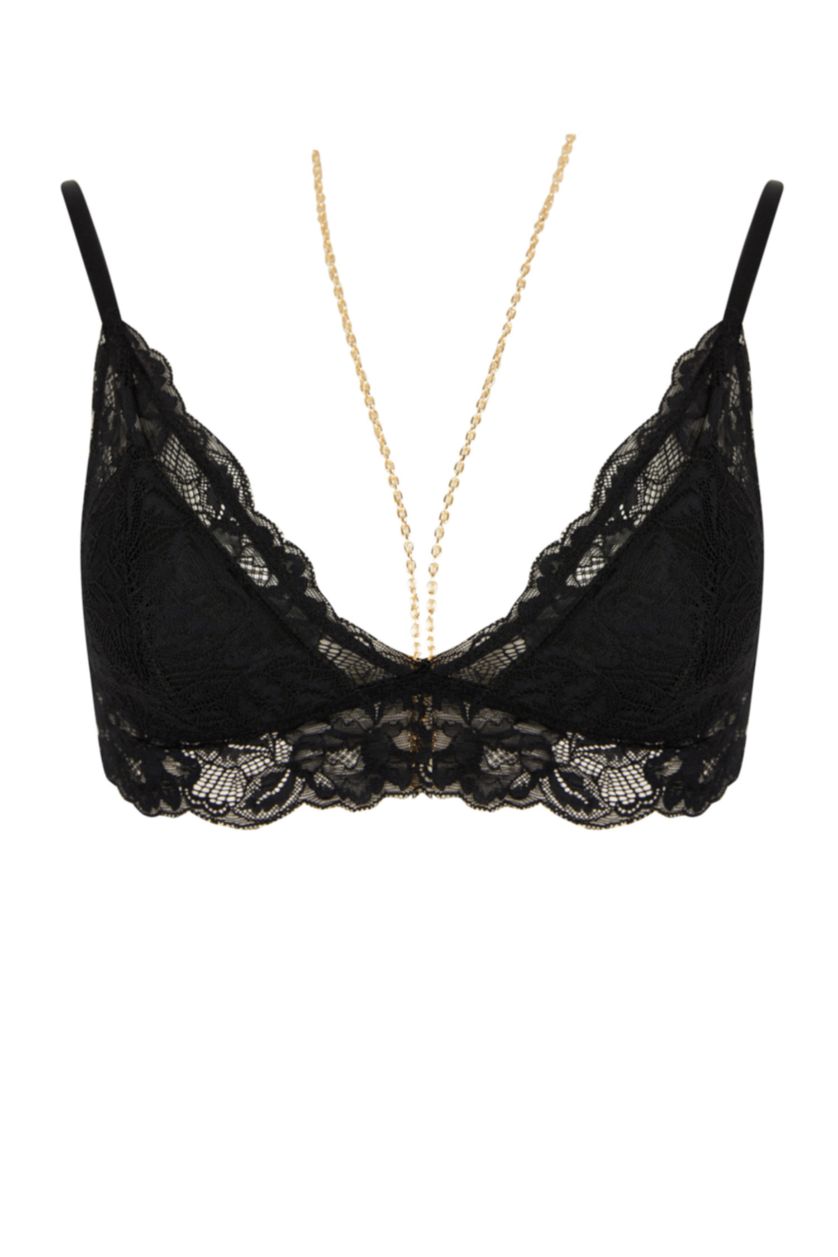 WOMAN Black Triangle Lace Bra