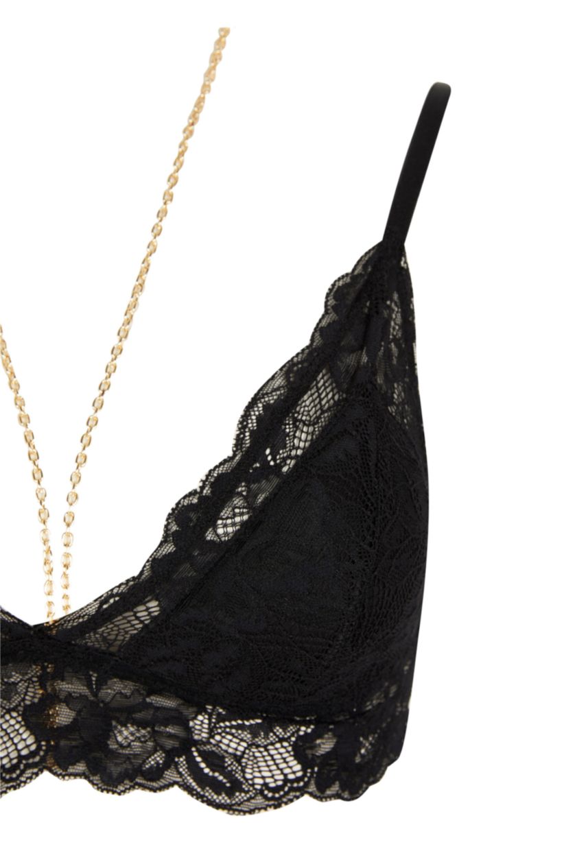 WOMAN Black Triangle Lace Bra