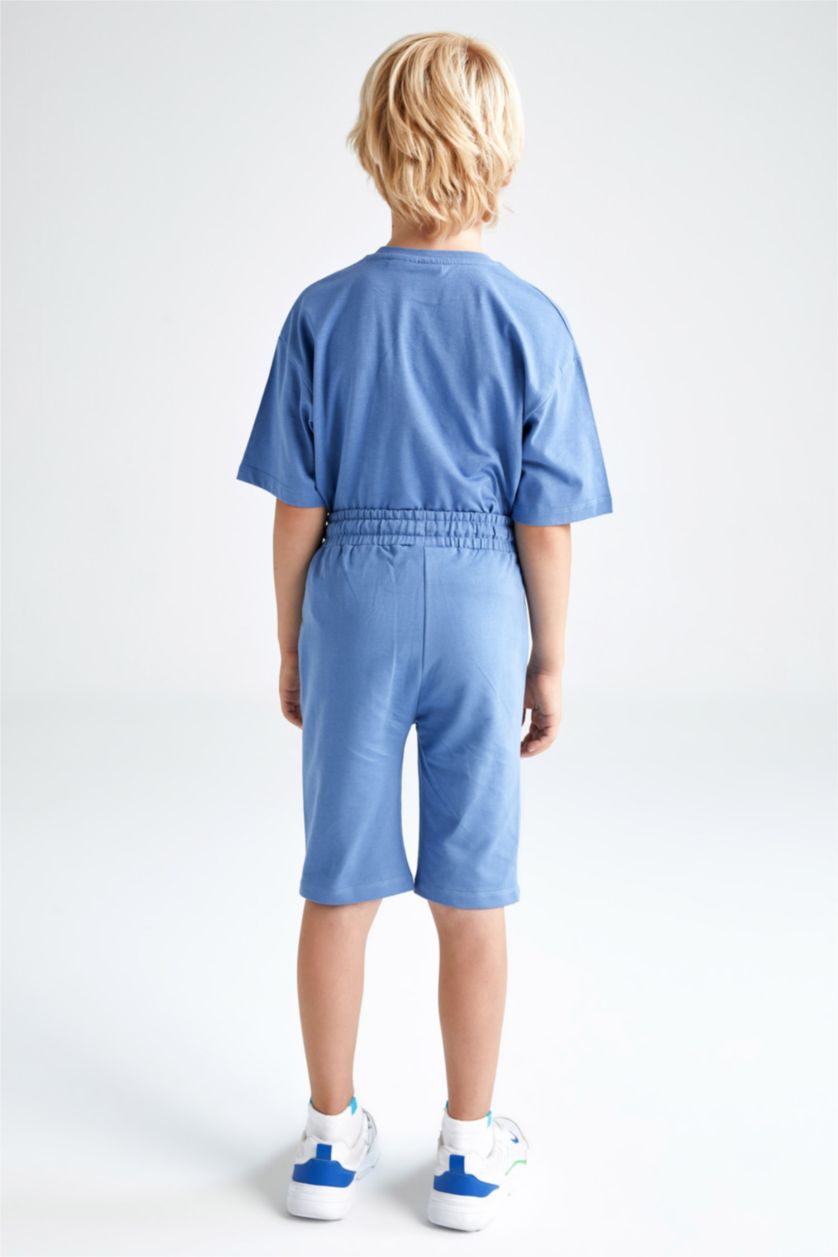 أولاد أزرق غامق شورت برمودا بوي بقصة عادية