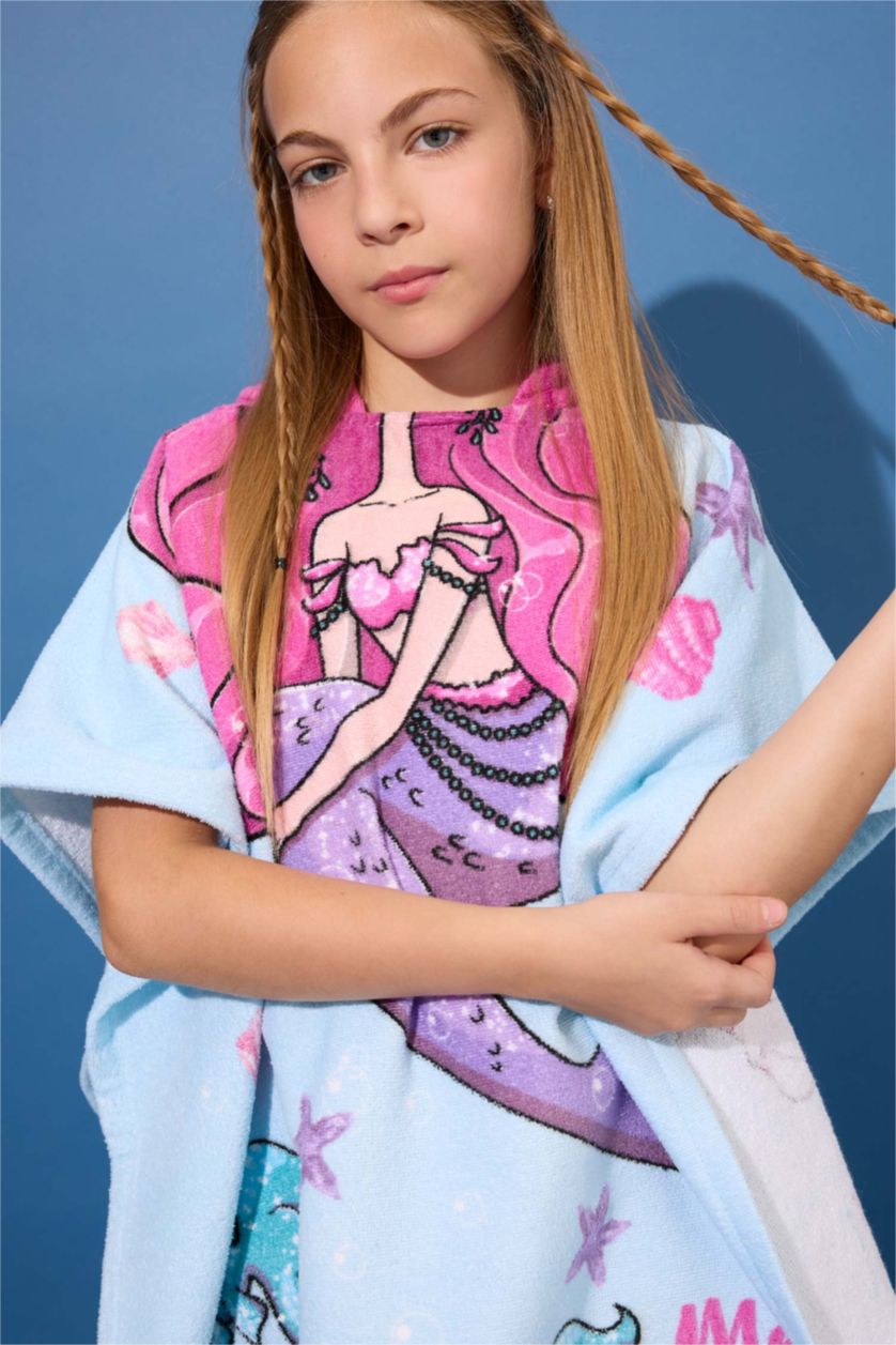 Kız Çocuk - Genç Kız Mint Kız Çocuk Baskılı Pamuklu Panço Havlu