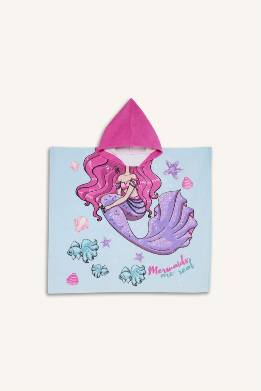 Kız Çocuk - Genç Kız Mint Kız Çocuk Baskılı Pamuklu Panço Havlu