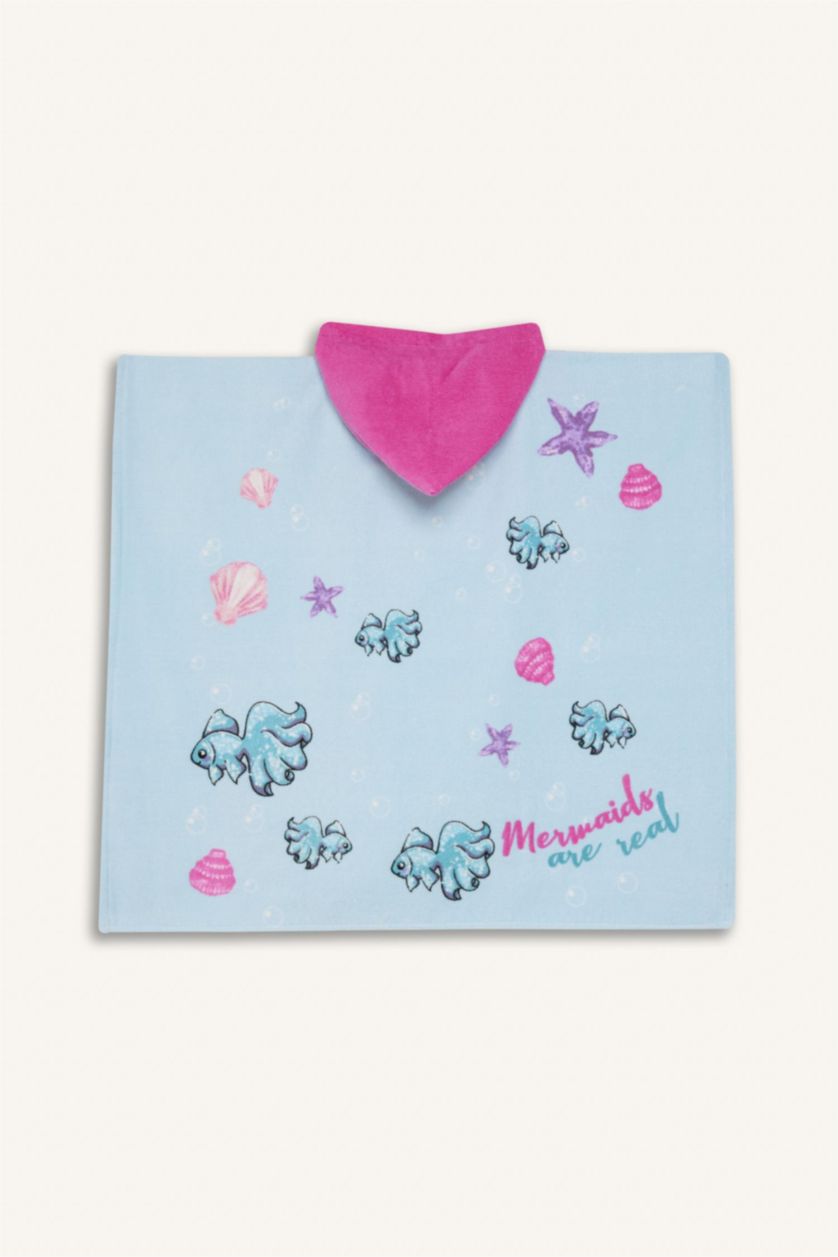 Kız Çocuk - Genç Kız Mint Kız Çocuk Baskılı Pamuklu Panço Havlu