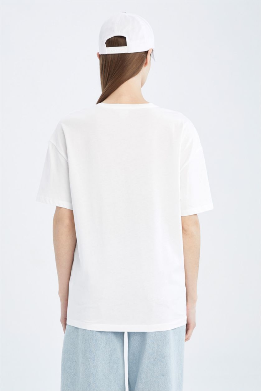 WOMAN White Regular Fit Short Sleeve Top