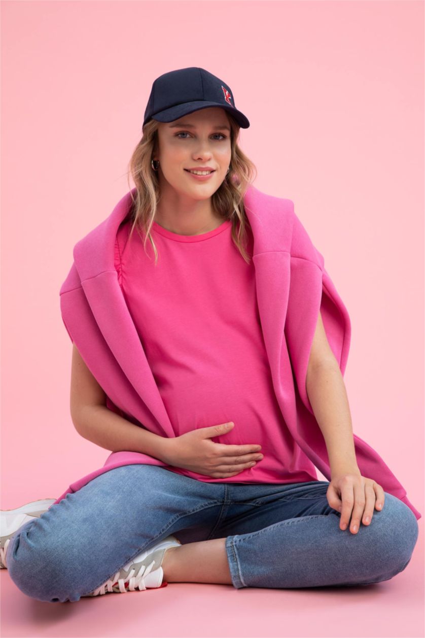 FEMME Rose T-shirt de maternité à manches courtes et à volants coupe standard