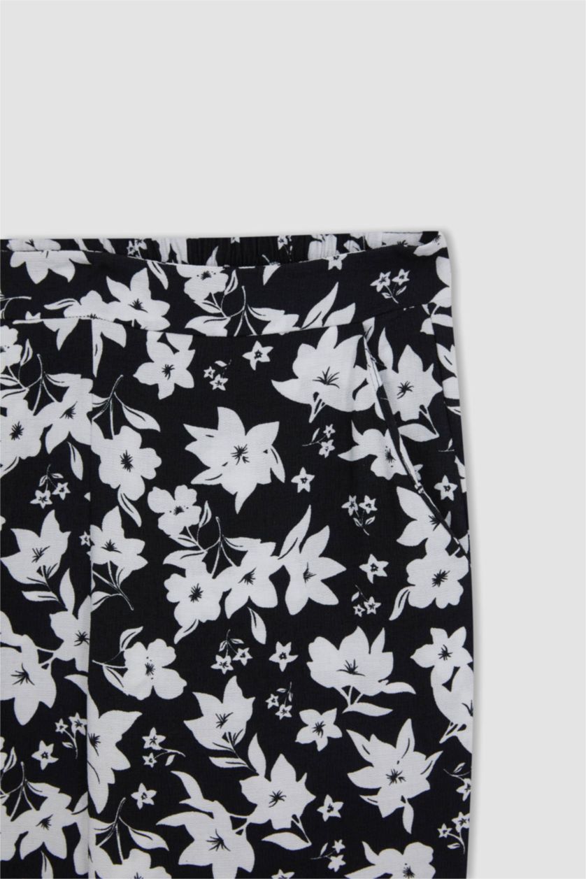 FEMME Noir Pantalon Aspect Lin Avec Poche Sarouel