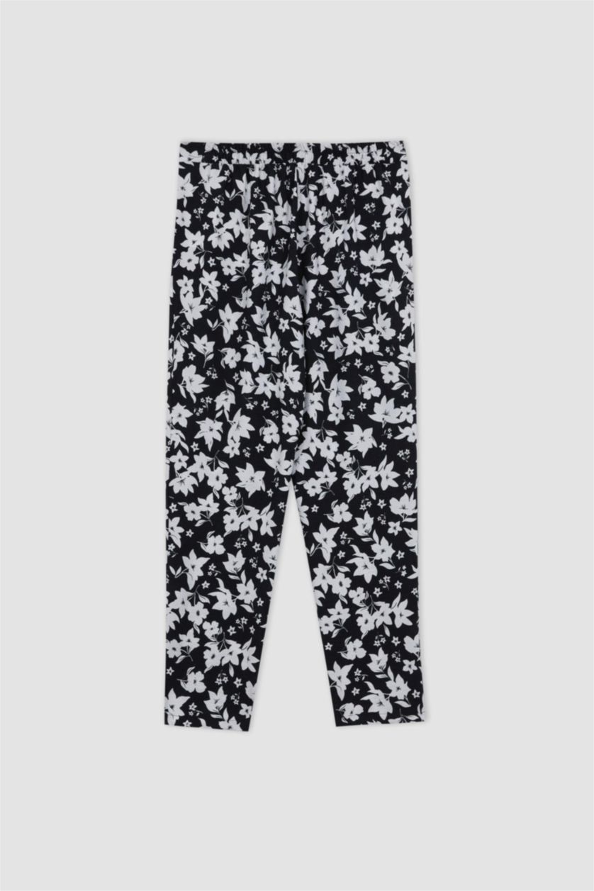 FEMME Noir Pantalon Aspect Lin Avec Poche Sarouel