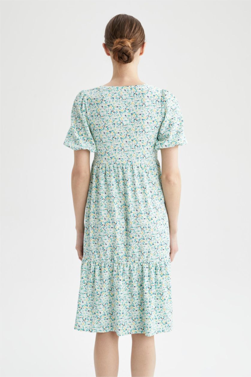 Kadın Açık Mavi Midi Hamile Elbise