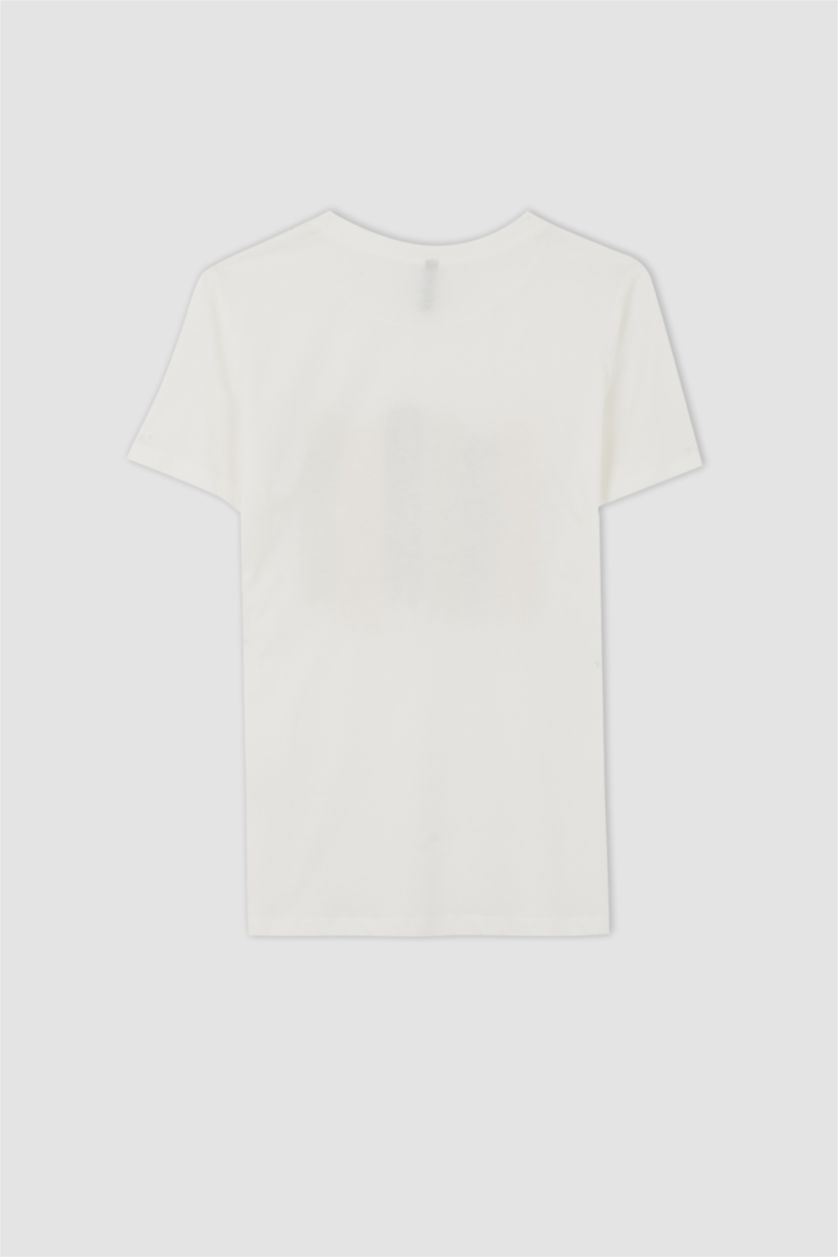 WOMAN Ecru Regular Fit Short Sleeve Batik Printed T-Shirt