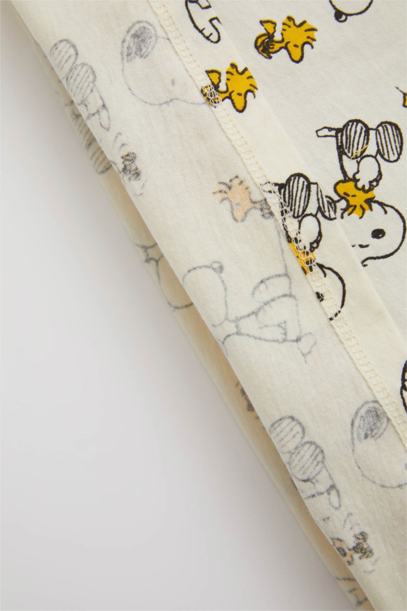 BÉBÉ GARÇON Beige Clair Ensemble En Tricot Col Ras Du Cou Manche Courte 2 Snoopy BéBé Garçon