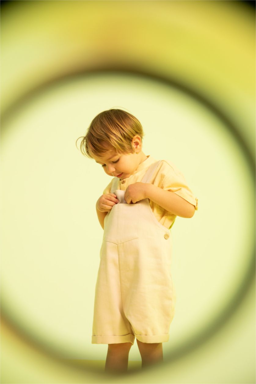 BÉBÉ GARÇON Jaune Clair Chemise en mousseline à manches courtes et col large pour bébé garçon