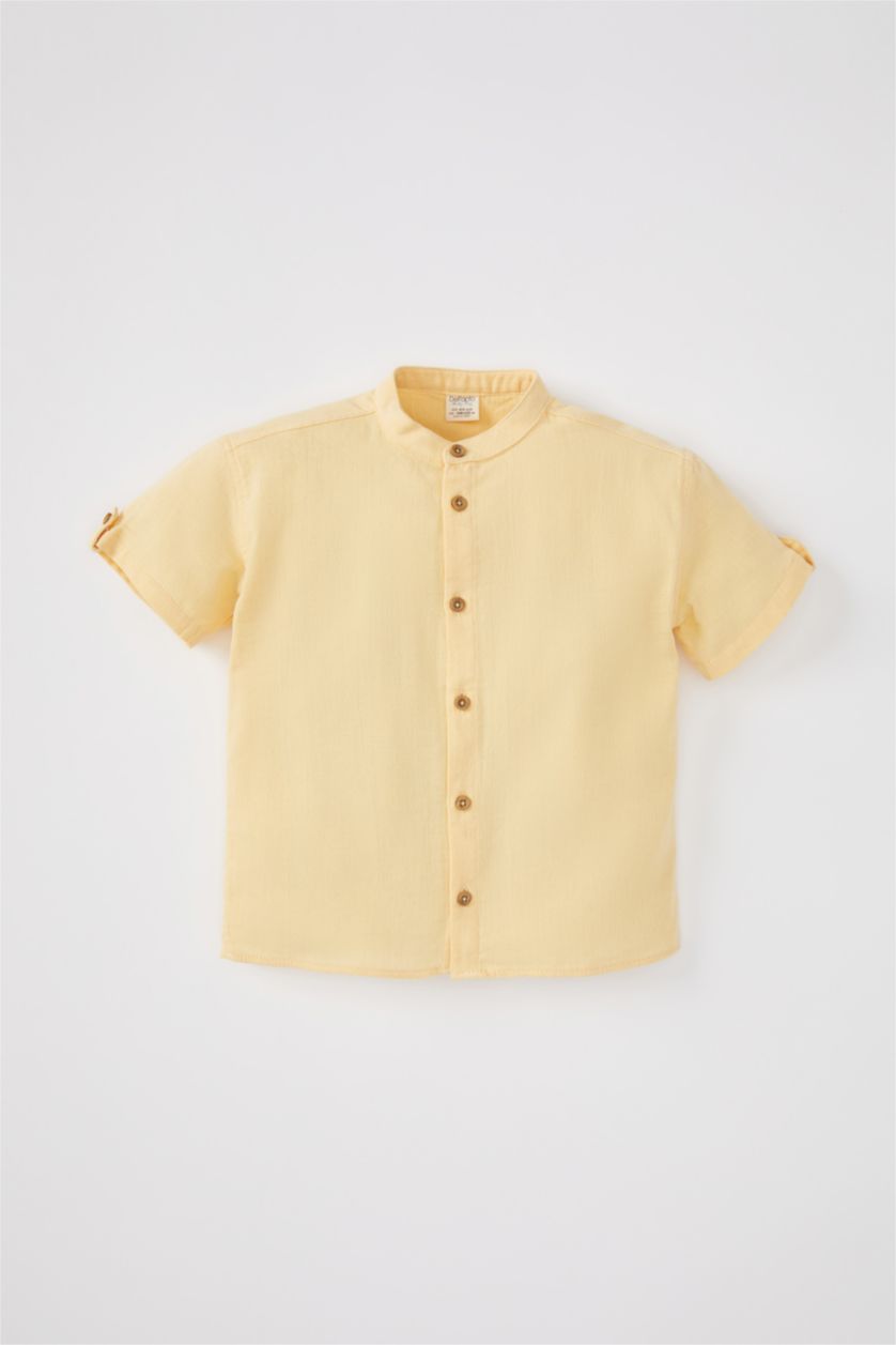 BÉBÉ GARÇON Jaune Clair Chemise en mousseline à manches courtes et col large pour bébé garçon