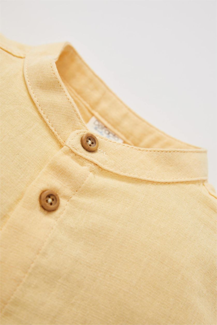 BÉBÉ GARÇON Jaune Clair Chemise en mousseline à manches courtes et col large pour bébé garçon