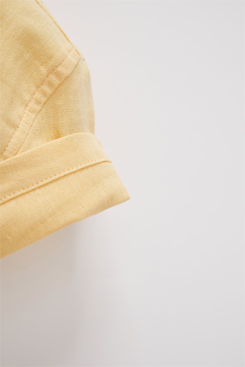 BÉBÉ GARÇON Jaune Clair Chemise en mousseline à manches courtes et col large pour bébé garçon