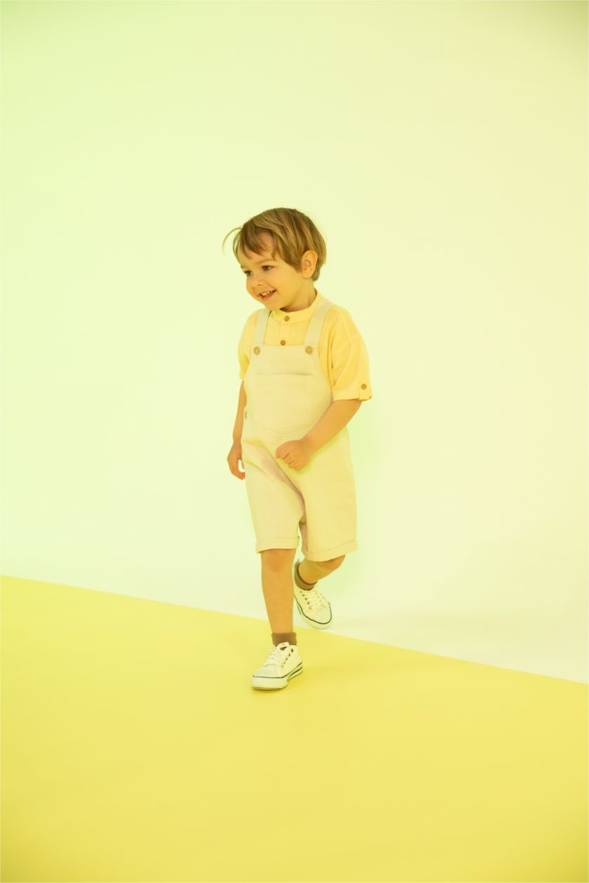 BÉBÉ GARÇON Jaune Clair Chemise en mousseline à manches courtes et col large pour bébé garçon