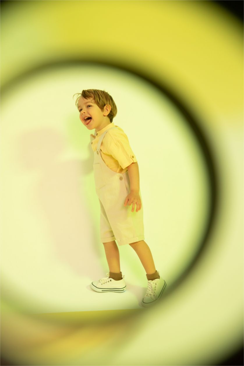 BÉBÉ GARÇON Jaune Clair Chemise en mousseline à manches courtes et col large pour bébé garçon