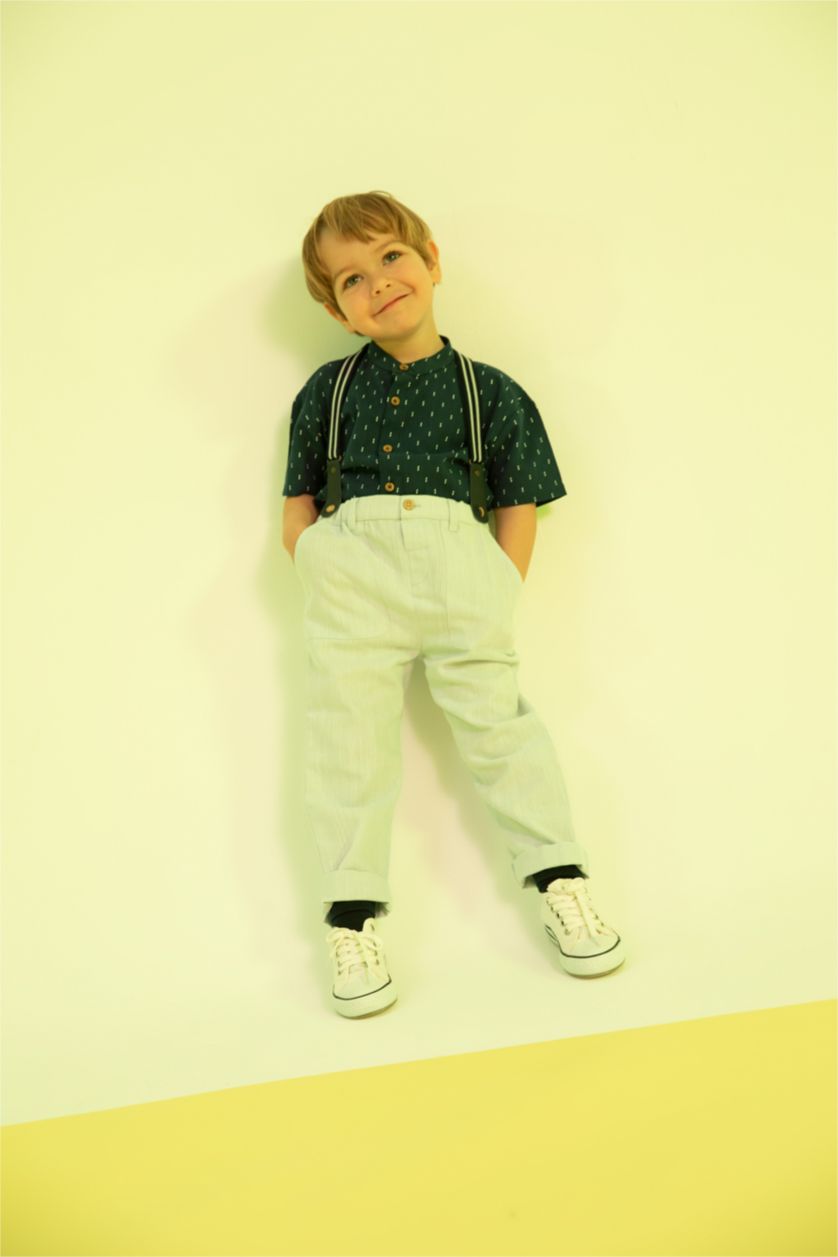 BABY BOY Light Blue Baby Boy Regular Fit Trousers With Suspenders