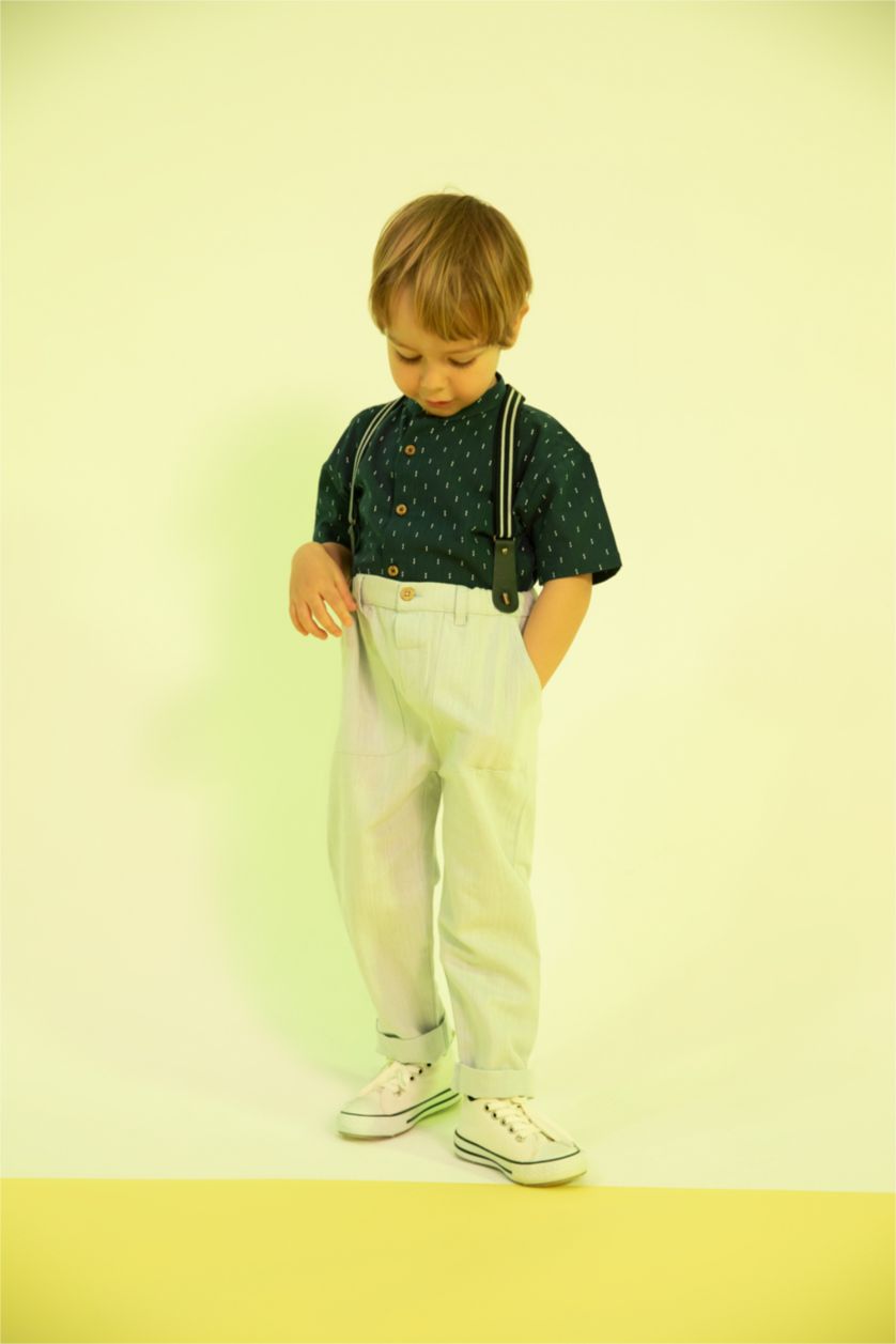 BABY BOY Light Blue Baby Boy Regular Fit Trousers With Suspenders