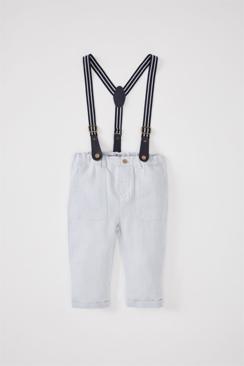 BABY BOY Light Blue Baby Boy Regular Fit Trousers With Suspenders