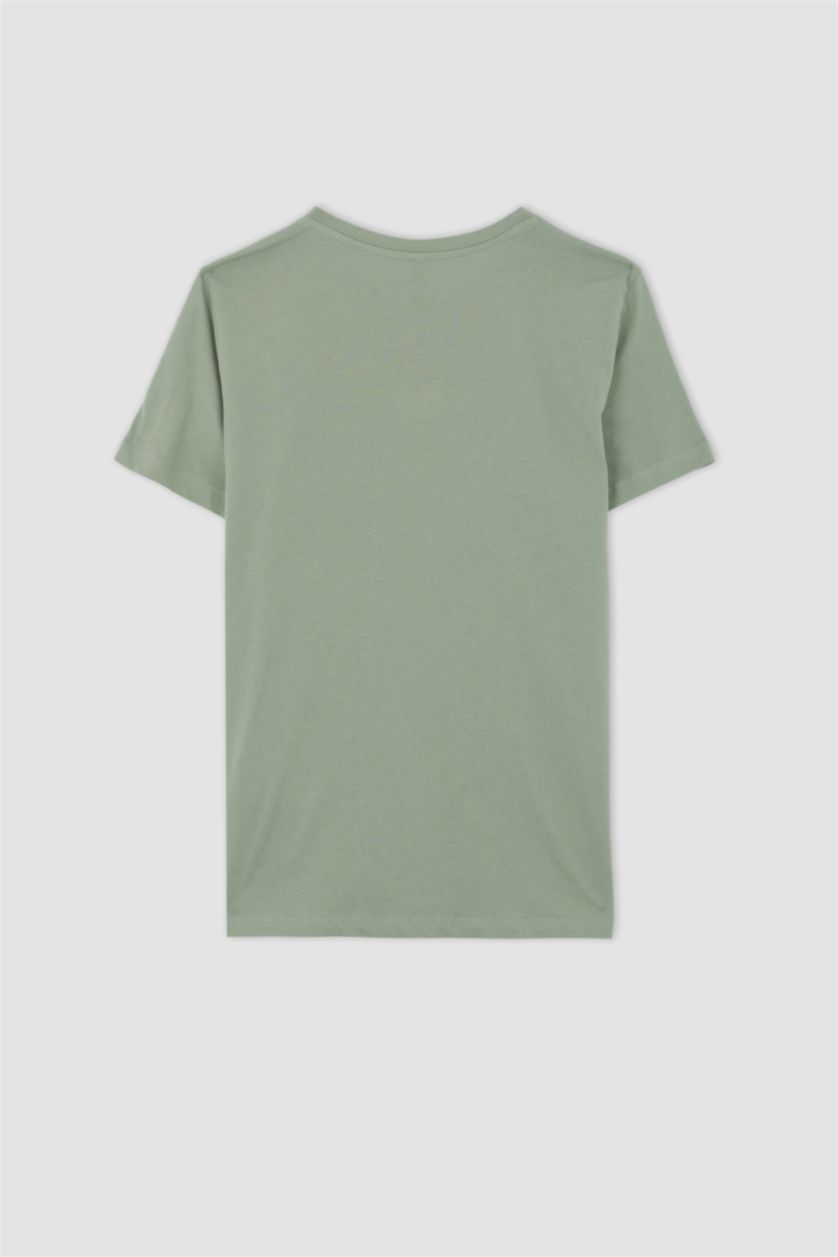 Kadın Mint Regular Fit Varak Baskılı Kısa Kollu %100 Pamuk Tişört