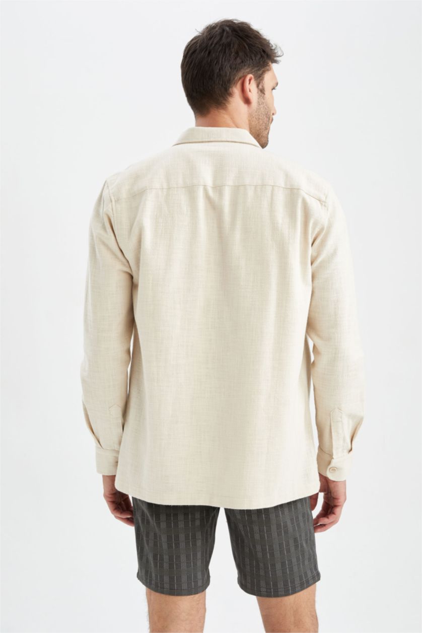 HOMME Beige Clair Chemises à manches longues Coupe Régulière