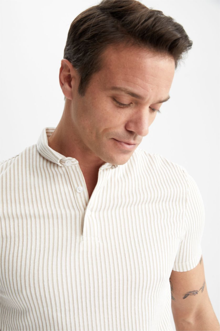 HOMME Beige Coupe Moderne Col Polo T-Shirt Polo