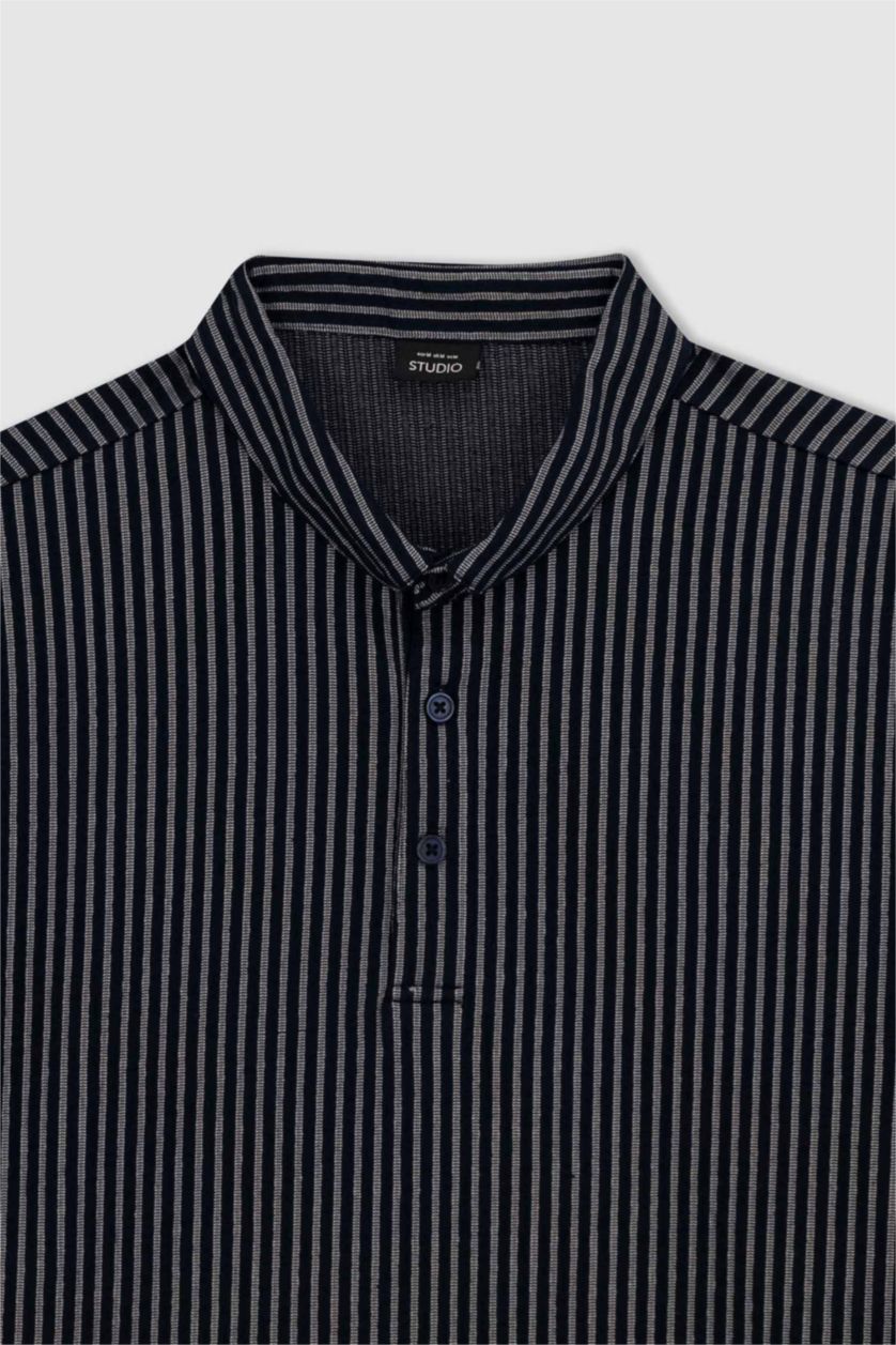 Мужчины Синий Футболка-поло приталенного кроя в полоску