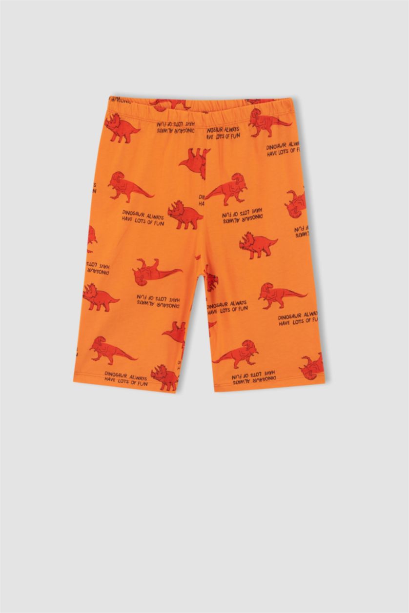 GARÇONS Orange Ensemble de pyjama en coton à manches courtes à motif dinosaure pour garçon