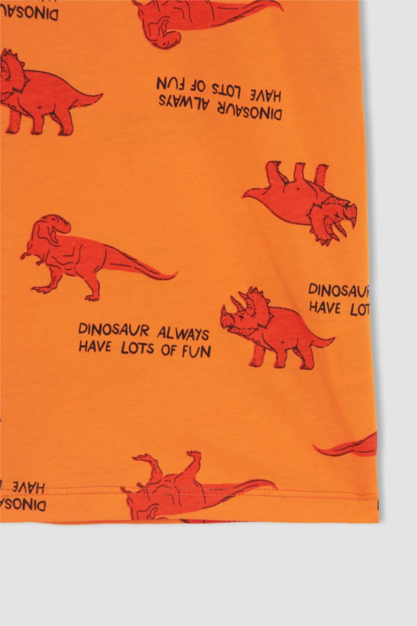 GARÇONS Orange Ensemble de pyjama en coton à manches courtes à motif dinosaure pour garçon