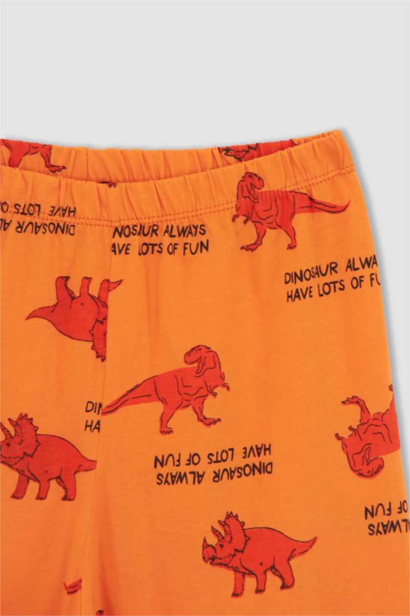 GARÇONS Orange Ensemble de pyjama en coton à manches courtes à motif dinosaure pour garçon