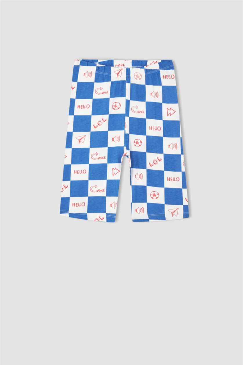 BOYS & TEENS White Boy Regular Fit Short Sleeve Checkers Print Pyjama Set