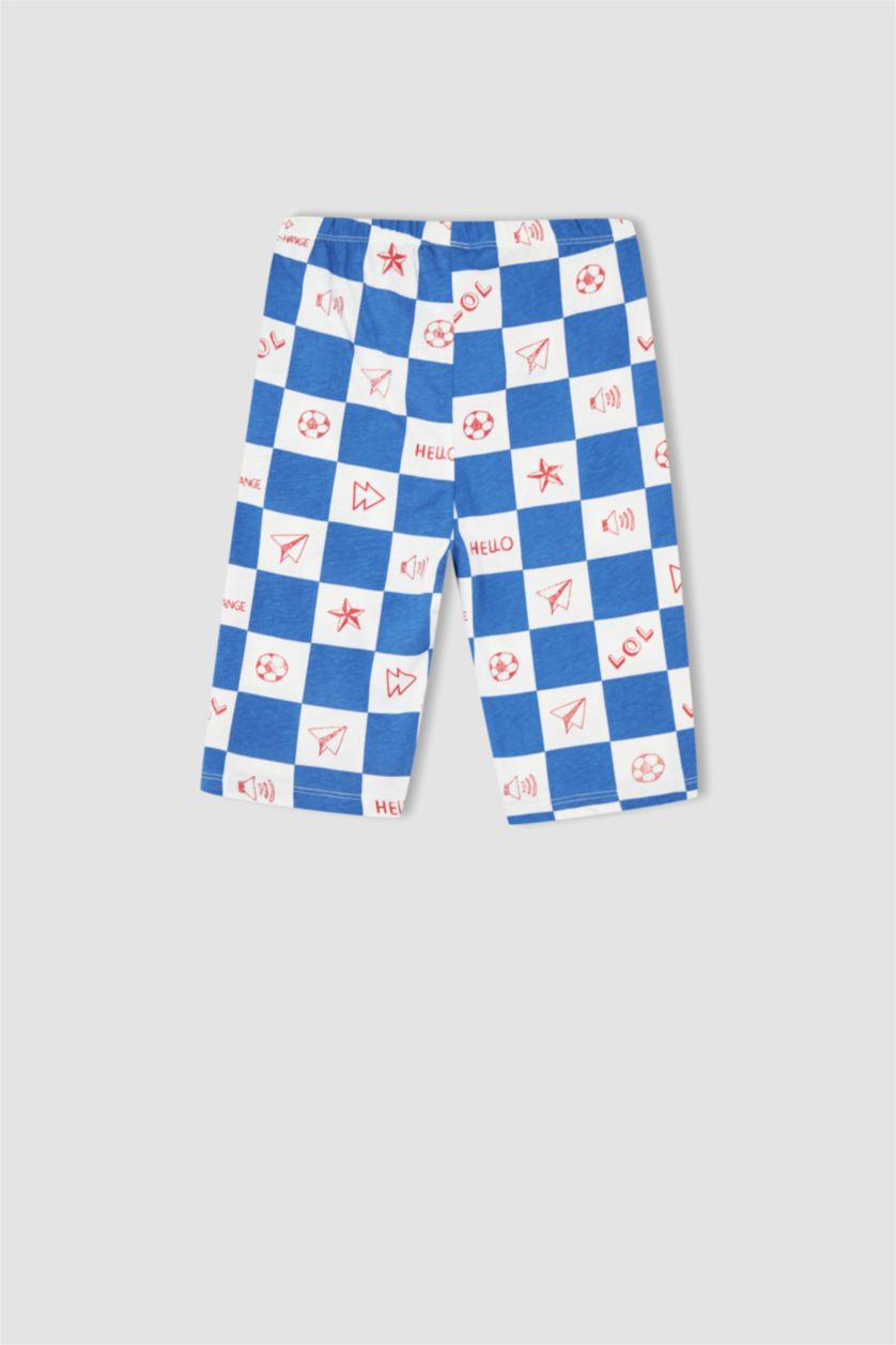 BOYS & TEENS White Boy Regular Fit Short Sleeve Checkers Print Pyjama Set