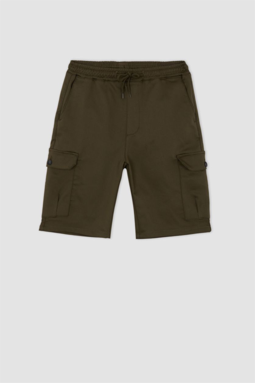 HOMME Kaki Short Bermuda à coupe régulière