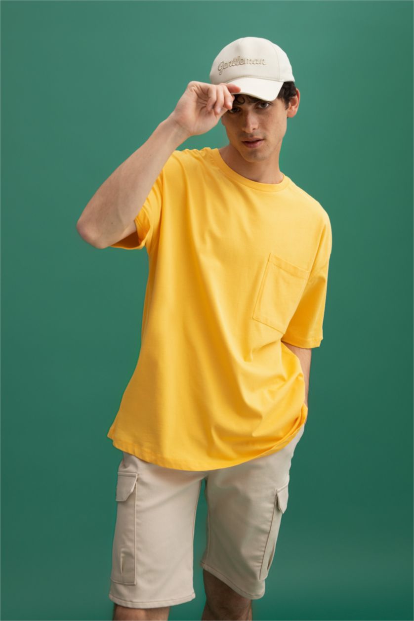 MAN Yellow Oversized Short Sleeve One Side Pocket T-Shirt