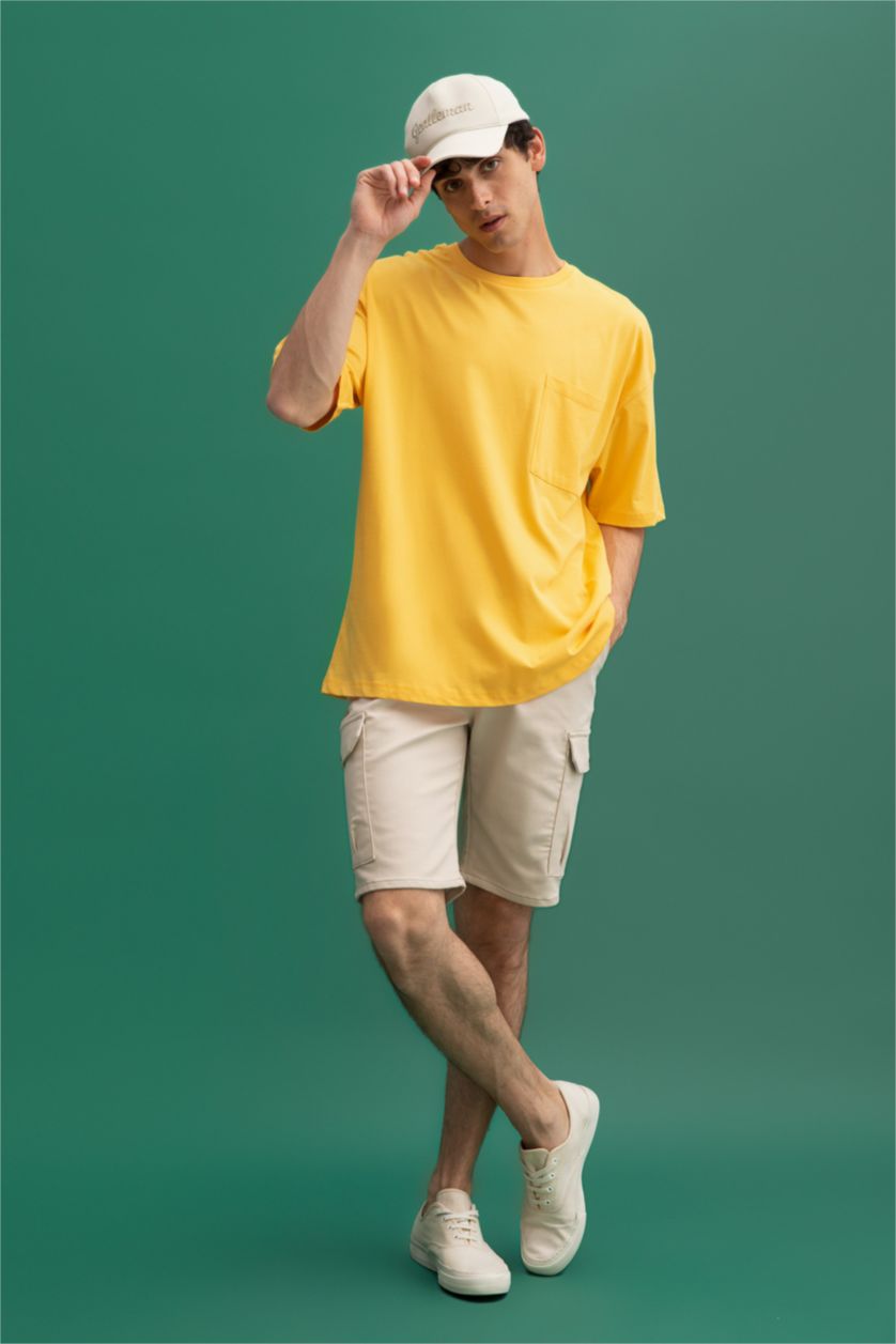 MAN Yellow Oversized Short Sleeve One Side Pocket T-Shirt