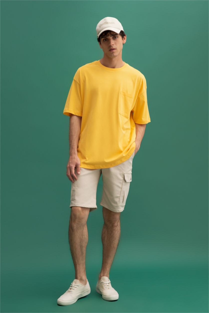 MAN Yellow Oversized Short Sleeve One Side Pocket T-Shirt