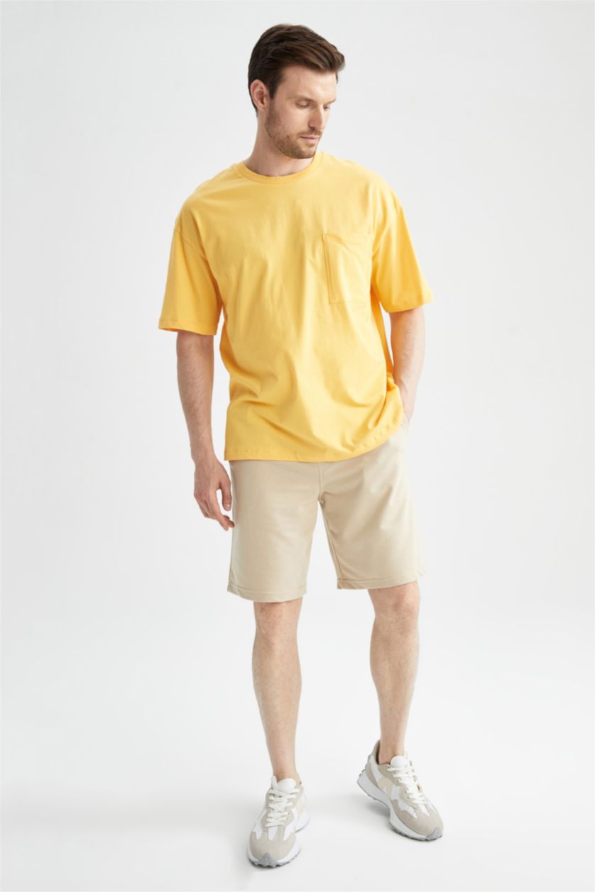 MAN Yellow Oversized Short Sleeve One Side Pocket T-Shirt