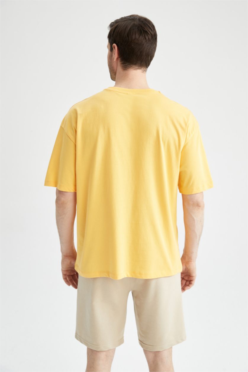 MAN Yellow Oversized Short Sleeve One Side Pocket T-Shirt
