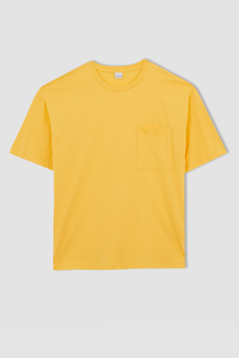 MAN Yellow Oversized Short Sleeve One Side Pocket T-Shirt