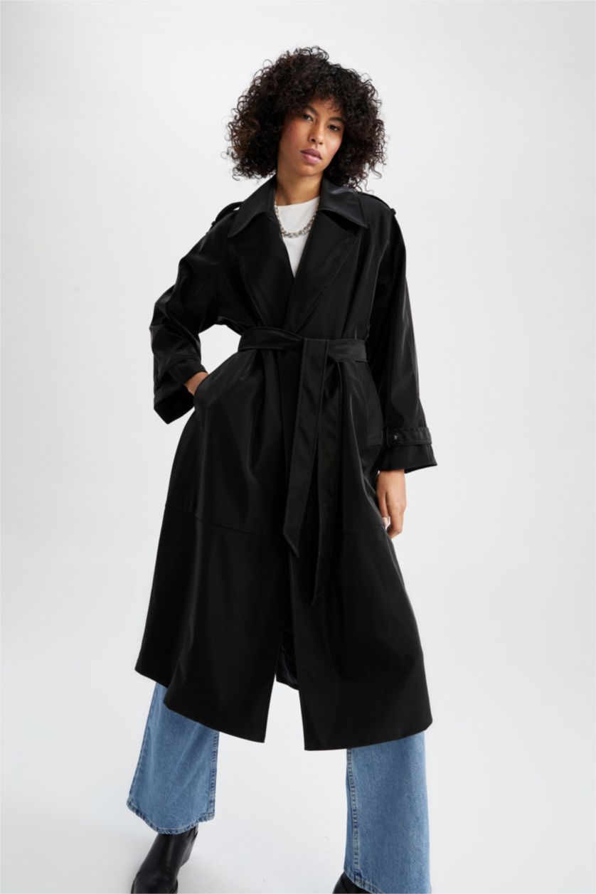 Kadın Siyah Trençkot