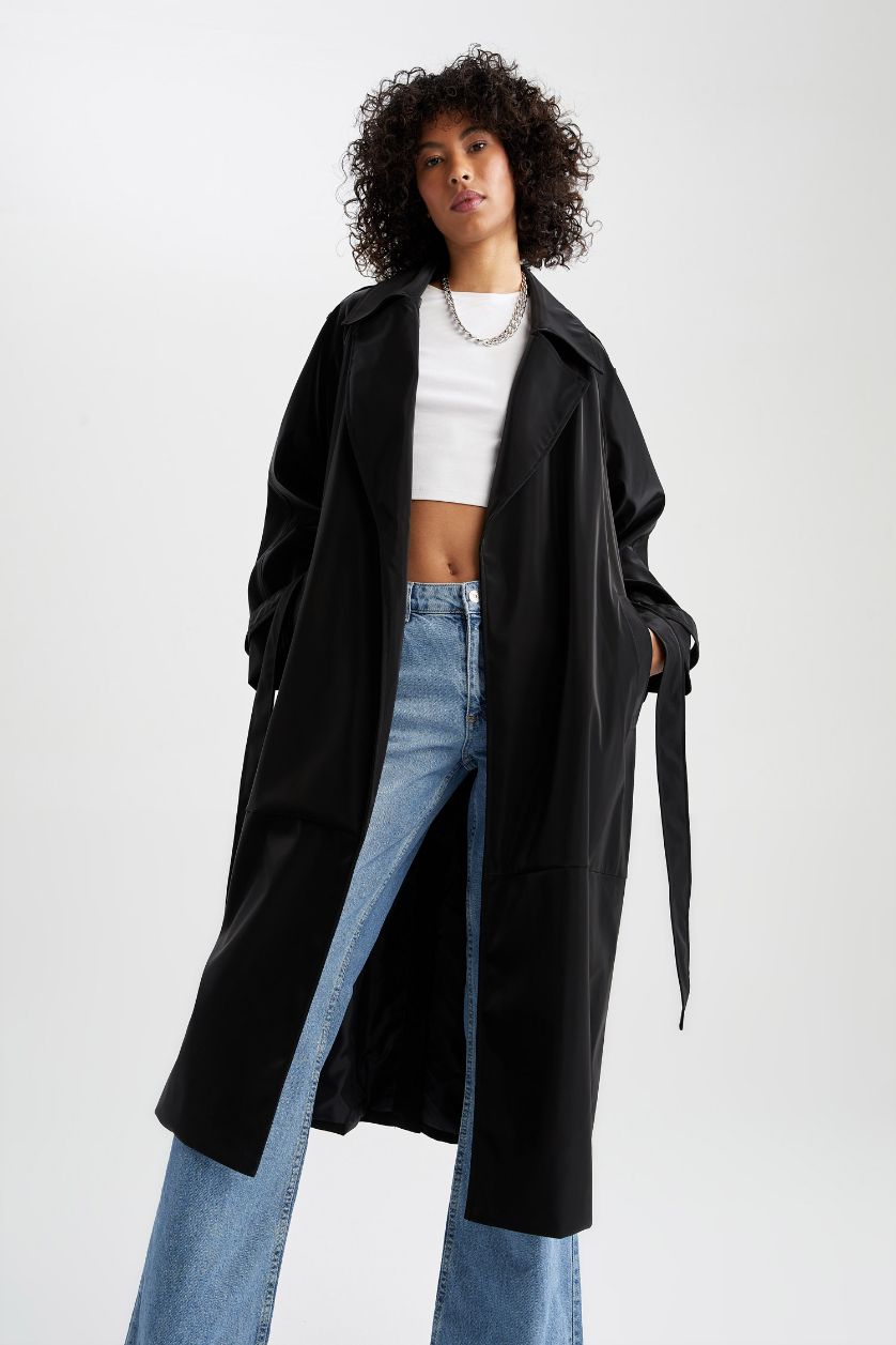 Kadın Siyah Trençkot