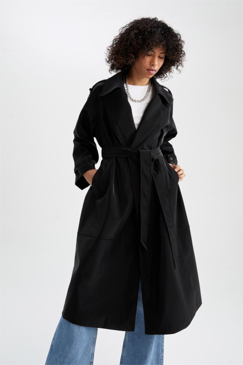 Kadın Siyah Trençkot