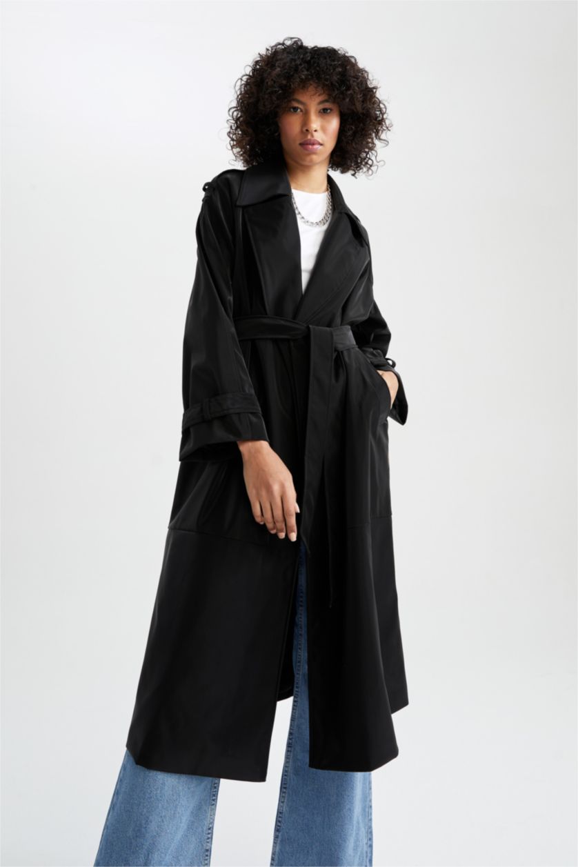 Kadın Siyah Trençkot