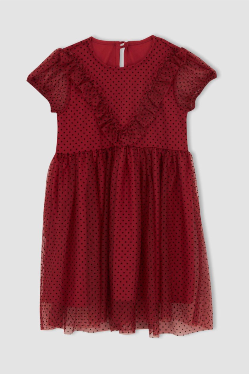 FILLES Rouge Robe En Tricot Manche Courte
